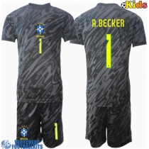 Brazil Alisson Becker #1 Goalkeeper Replica Away Minikit Copa America 2024 Short Sleeve (+ pants)